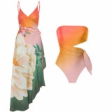Two piece swimsuit set for vacation beach sexy bikini one piece conservative swimsuit for women