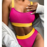 Bikini Women's Swimsuit Split High Waist Swimsuit Solid Color Bikini Women's Swimsuit