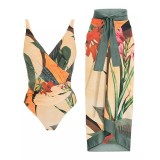 Two piece swimsuit set for vacation beach sexy bikini one piece conservative swimsuit for women
