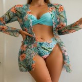 Three point three piece outerwear, long sleeved split swimsuit, women's bikini