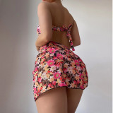 Swimsuit women's split metal U-shaped bikini BIKINI cross-border three piece printed swimsuit