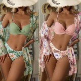 Three point three piece outerwear, long sleeved split swimsuit, women's bikini
