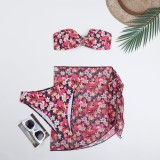 Swimsuit women's split metal U-shaped bikini BIKINI cross-border three piece printed swimsuit