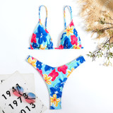 Swimwear Bikini Three Piece Set Sexy Spicy Girl Backless Strap Printed Swimwear