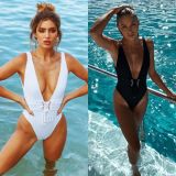 Backless one-piece swimsuit V-neck tie up swimsuit bikini