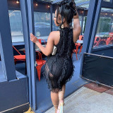 European and American style 2024 summer new women's clothing personalized fashion sexy spicy girl hollow out perspective sleeveless head dress