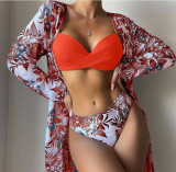 Three point three piece outerwear, long sleeved split swimsuit, women's bikini