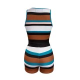 Knitted Spring/Summer Fashion Two piece Set Spicy Girl Tank Top Wrap Hip Skirt Set for Women