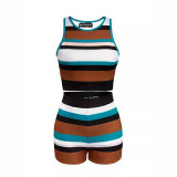 Knitted Spring/Summer Fashion Two piece Set Spicy Girl Tank Top Wrap Hip Skirt Set for Women