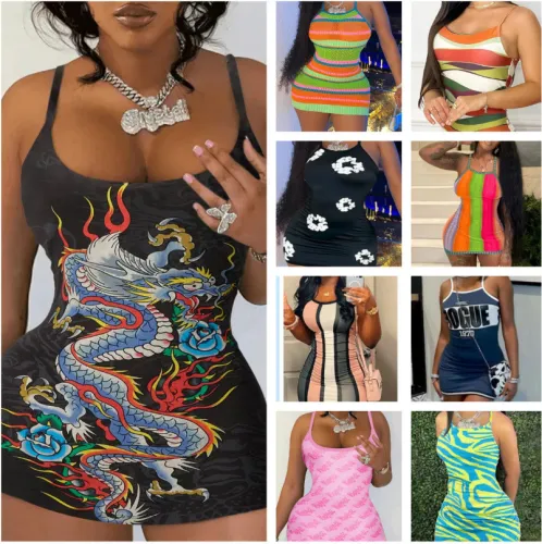 Summer striped slim fit camisole dress