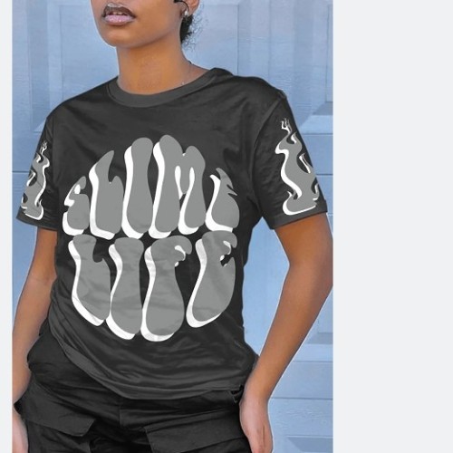 Summer T-shirt round neck pullover women's clothing pattern printing 3D digital