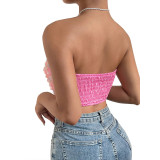 Summer New Women's Fashion One line Neck Sexy Short Fit Spicy Girl Tank Top