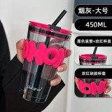 Glass Straw Cup Ins Wind Letter Advertising Gift Water Cup Printing