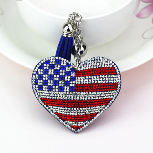Velvet Diamond Peach Heart Bag Pendant Fashionable Tassel Keychain Love Decoration Pendant