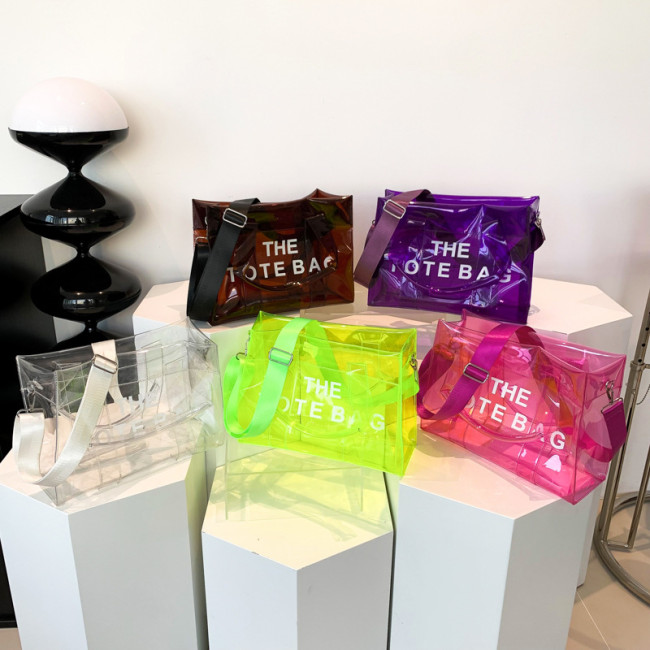 Fashionable One Shoulder Women's Bag Transparent Large Capacity PVC Jelly Bag Cross border Handheld Crossbody Tote Bag