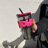 Glass Straw Cup Ins Wind Letter Advertising Gift Water Cup Printing