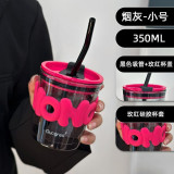 Glass Straw Cup Ins Wind Letter Advertising Gift Water Cup Printing