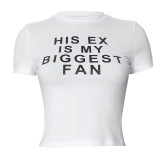 Women's summer new fashionable letter print round neck short sleeved basic T-shirt top