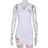Instagram's new cross stitch embroidered street trendy sexy dress