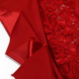 Sexy Sheer Floral Lace Women's Set  Crop Tops + Side Ruffles Flare Pants Suits Two 2 Piece Set Streetwear Club Party Outfit