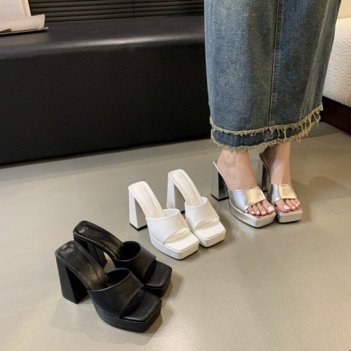 Small and Tall, European and American Super High Heels, Thick Heels, Fashion Fish Mouth Sandals, Waterproof Platform, Summer Slippers, Female