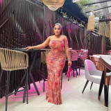 Off shoulder strapless strapless buttocks long skirt with open back strap slim fit fishtail dress