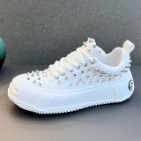 Trendy men's shoes, fashionable rivet board shoes, personalized trend casual shoes, small white shoes, men's height increase