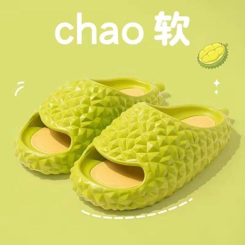 Fashionable Durian Couple Home Slippers, Popular Girl Wearing External Slippers