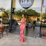 Off shoulder strapless strapless buttocks long skirt with open back strap slim fit fishtail dress