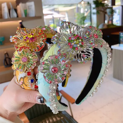 Exaggerated metal hollow flower headband thickened sponge high skull top clothing runway headband for women