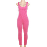 New High Waist Tight Thread Sleeveless Casual Sports jumpsuit