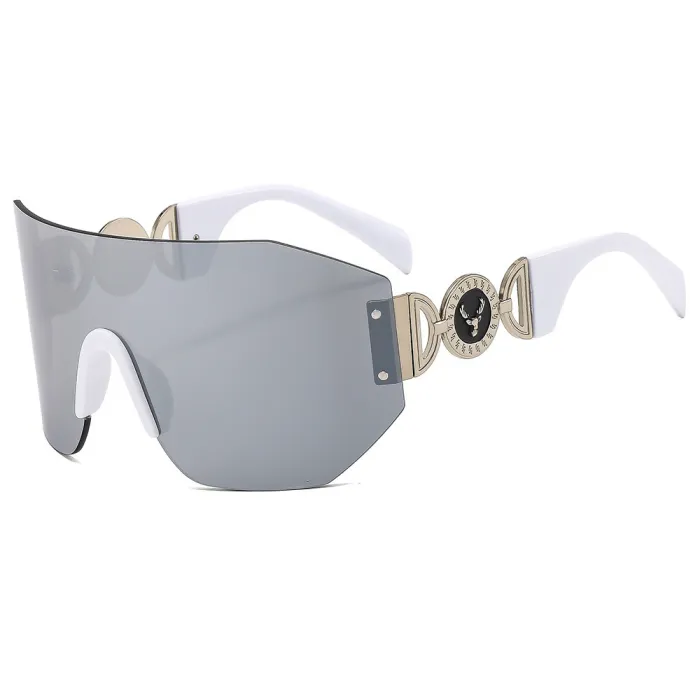 European and American large frame fashionable sunglasses, women's sports and cycling windproof one-piece sunglasses, trendy men's sunshades