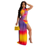 New fashionable digital printed sexy dress for women's evening dress