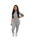 Hot selling women's clothing, washed and worn-out threaded short sleeved pants set