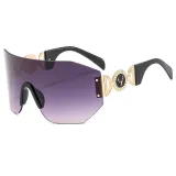 European and American large frame fashionable sunglasses, women's sports and cycling windproof one-piece sunglasses, trendy men's sunshades