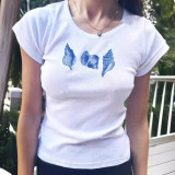 Bow tie short sleeved T-shirt for women Instagram trendy women Spicy girl Summer slim fit versatile