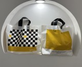 Semi transparent fruit green plastic hand-held packaging gift clothing shopping bag children's clothing shoe box bag logo
