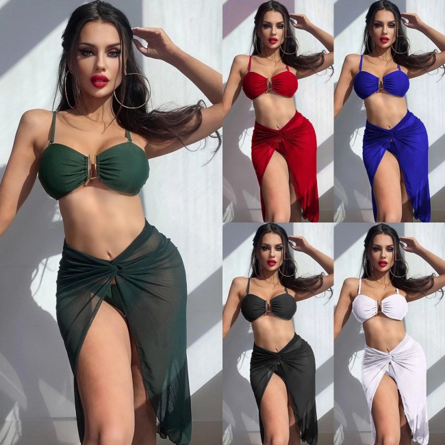 Fashion three piece set bikini split swimsuit for women