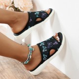 Denim butterfly hollow casual sandals and casual slippers