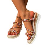 Women's Sandals Slim Strap Combination Heel Sandals
