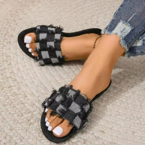 Fashionable and casual open-toe sandals, trendy and versatile Instagram flat slippers