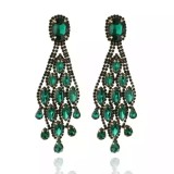 Colored Diamond Earrings, Personalized, Fashionable, Shining, Full Diamond Droplet Earrings