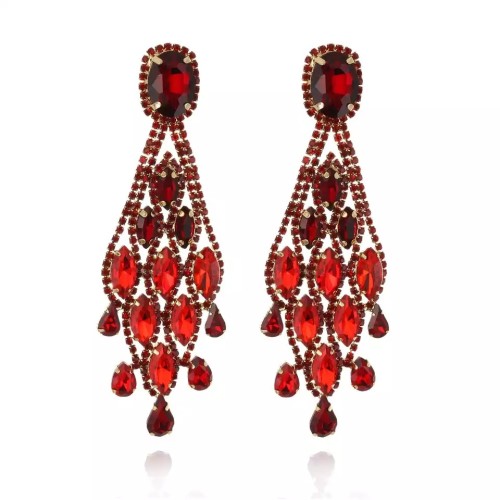 Colored Diamond Earrings, Personalized, Fashionable, Shining, Full Diamond Droplet Earrings