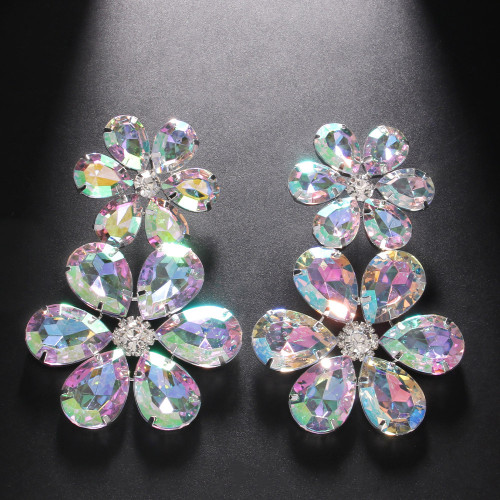 Diamond earrings with exaggerated personality, flower pendant earring accessories