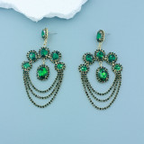 Colored rhinestone exaggerated earrings, fashionable ethnic style pendant, multi-layer earrings