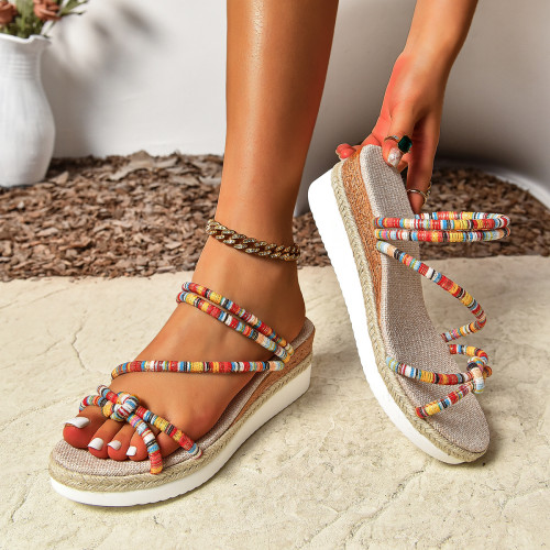 Women's Sandals Slim Strap Combination Heel Sandals