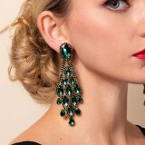 Colored Diamond Earrings, Personalized, Fashionable, Shining, Full Diamond Droplet Earrings