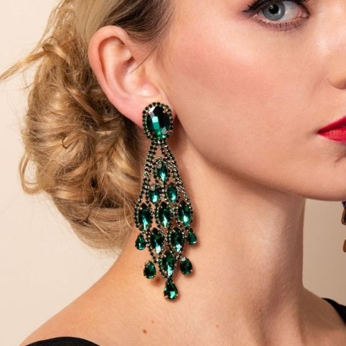 Colored Diamond Earrings, Personalized, Fashionable, Shining, Full Diamond Droplet Earrings