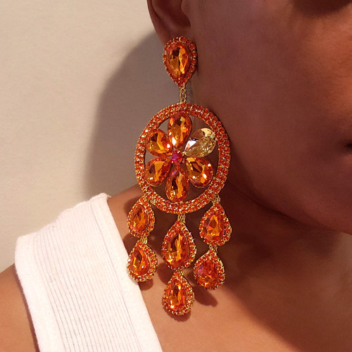 Personalized floral diamond earrings with sexy tassels