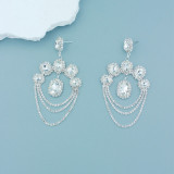 Colored rhinestone exaggerated earrings, fashionable ethnic style pendant, multi-layer earrings